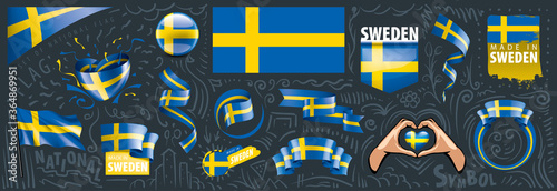 Vector set of the national flag of Sweden in various creative designs