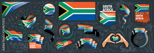south africa flag, vector illustration on a white background