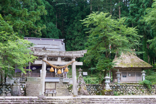 Shirakawa Hachiman shrine in Shirakawago  Gifu  Japan. a famous historic site.