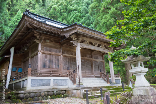Hatoya Hachiman shrine in Shirakawago, Gifu, Japan. a famous historic site.