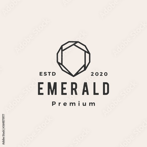 emerald gem hipster vintage logo vector icon illustration
