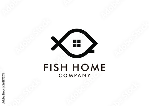 simple icon fish house Logo Template Design inspiration
