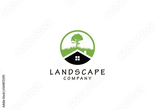 simple icon black house isolated grass and tree Logo Template Design inspiration