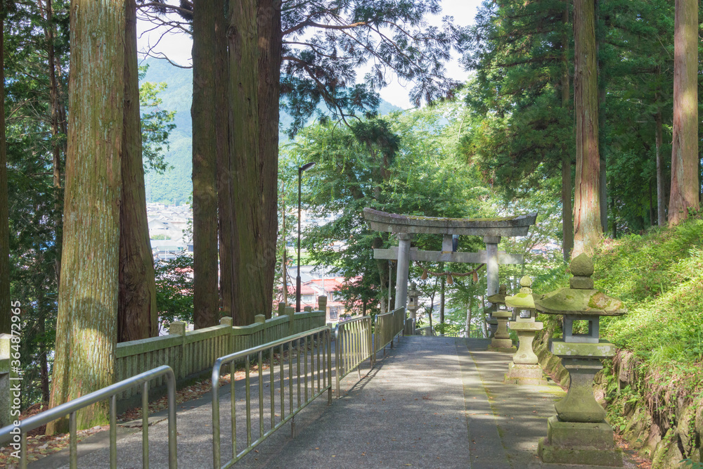 Approach to Keta Wakamiya Shrine. a famous historic site in Hida, Gifu, Japan.
