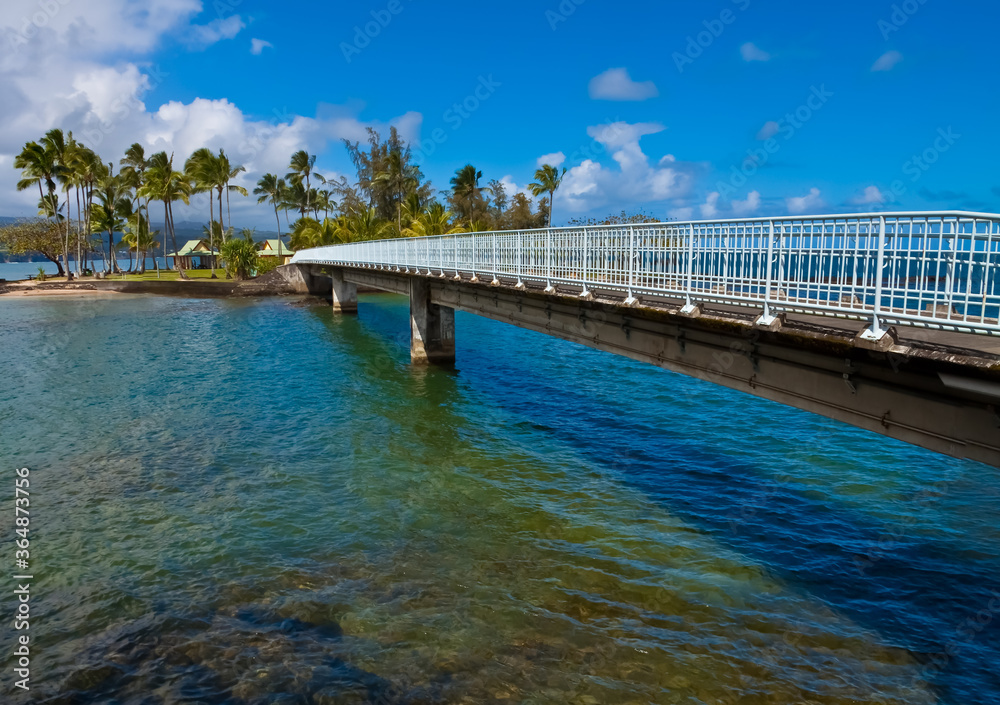 The Pedestrian Bridge Crossing Hilo Bay to Coconut Island Park, Hilo, Hawaii, USA The Pedestrian Bridge Crossing Hilo Bay to Coconut Island Park, Hilo, Hawaii, USA