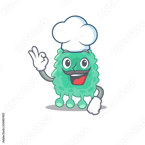 Talented azotobacter vinelandii chef cartoon drawing wearing chef hat
