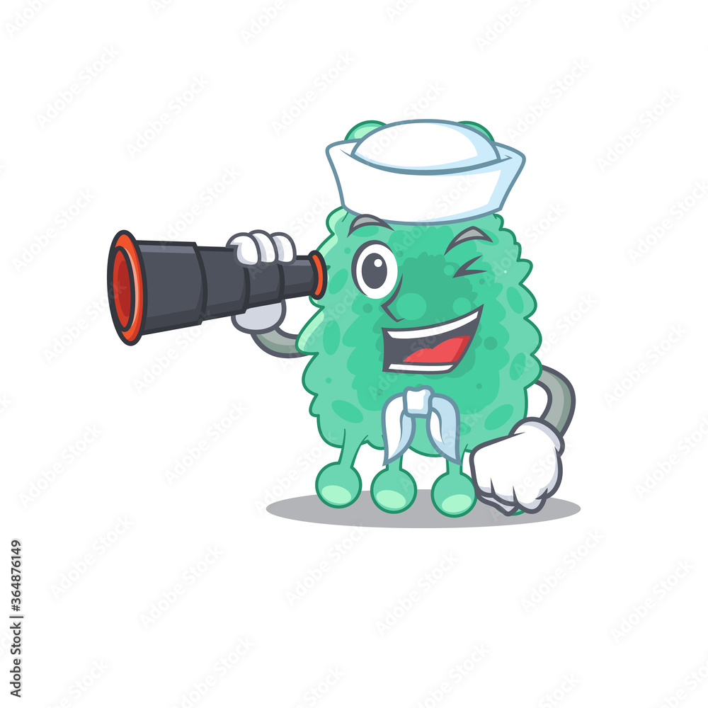 A cartoon picture of azotobacter vinelandii Sailor using binocular A cartoon picture of azotobacter vinelandii Sailor using binocular