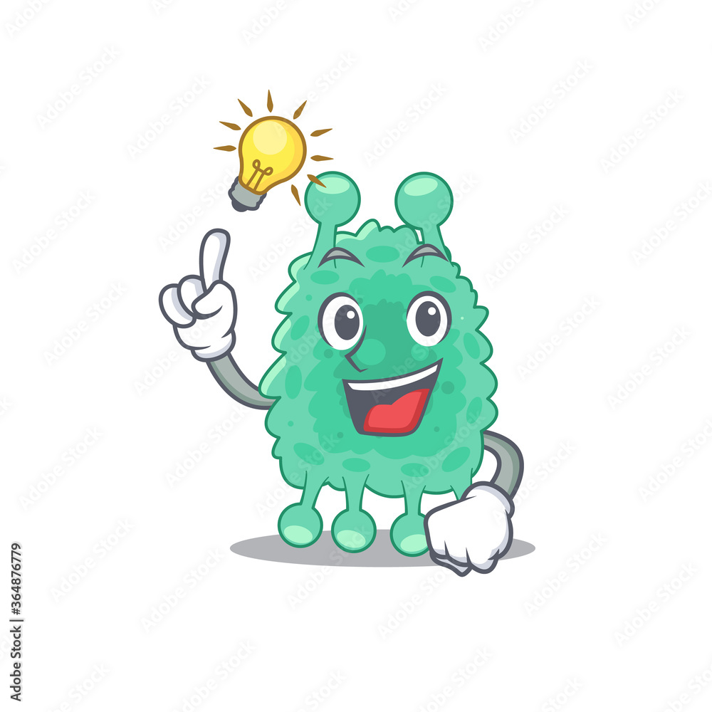 Mascot character of smart azotobacter vinelandii has an idea gesture Mascot character of smart azotobacter vinelandii has an idea gesture