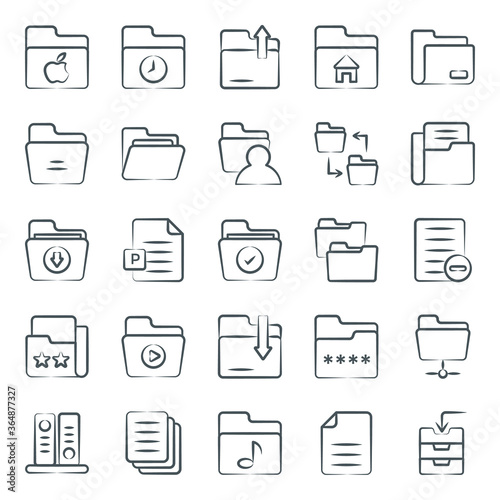 Folder Types Line Icons Set 