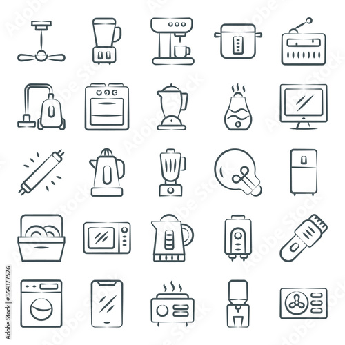 
Pack of Appliances Doodle Icons 
