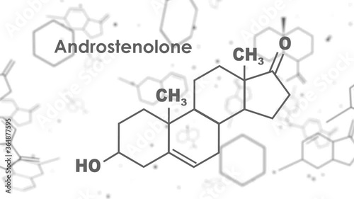 Chemical molecular formula hormone androstenolone. Infographics animation. photo