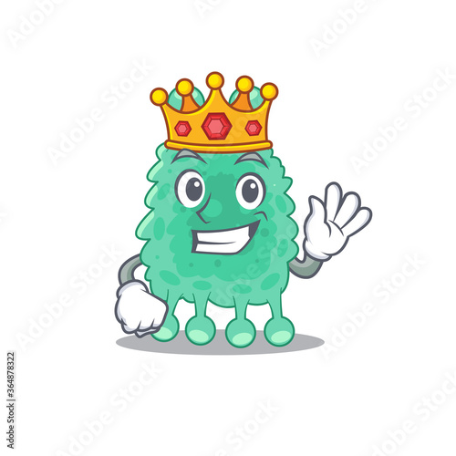 A Wise King of azotobacter vinelandii mascot design style with gold crown © kongvector