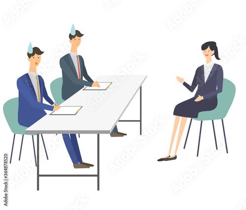 面接　転職　就職活動　就活　面接官　ベクターイラスト	