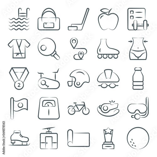 
Outdoor Sports and Fitness Icons in Hand Drawn Style Pack 
