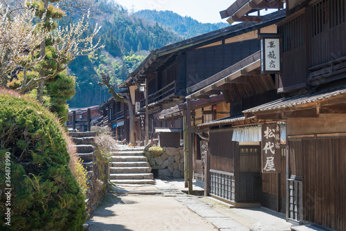 Tsumago-juku in Nagiso, Nagano, Japan. Tsumago-juku was a historic post town of famous Nakasendo trail between Edo (Tokyo) and Kyoto. photo