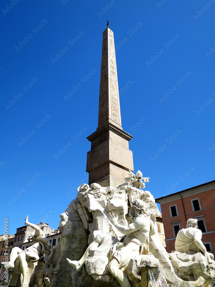 The Fountain of Four Rivers in Piazza Navona, Rome, ITALY