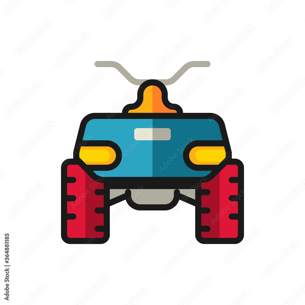 Fototapeta premium Quad bike filled outline icons. Vector illustration. Editable stroke. Isolated icon suitable for web, infographics, interface and apps.