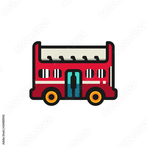 double decker bus filled outline icons. Vector illustration. Editable stroke. Isolated icon suitable for web, infographics, interface and apps.