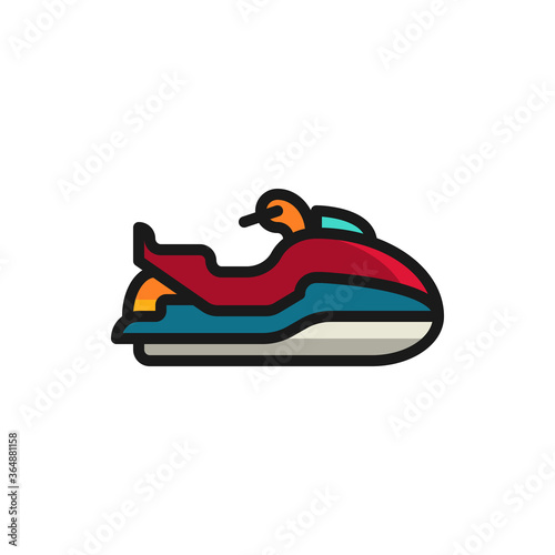 Jet ski, water scooter filled outline icons. Vector illustration. Editable stroke. Isolated icon suitable for web, infographics, interface and apps. © acehonghin
