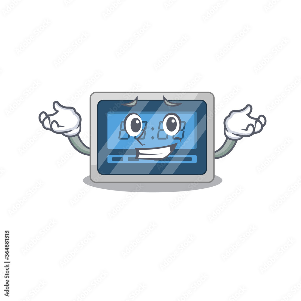 A cute picture of grinning digital timer caricature character A cute picture of grinning digital timer caricature character