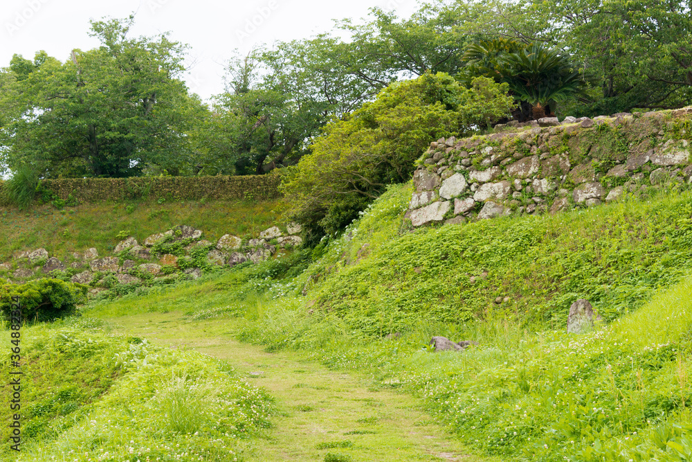 Remains of Hara castle in Shimabara, Nagasaki, Japan. It is part of the World Heritage Site - Hidden Christian Sites in the Nagasaki Region. Remains of Hara castle in Shimabara, Nagasaki, Japan. It is part of the World Heritage Site - Hidden Christian Sites in the Nagasaki Region.
