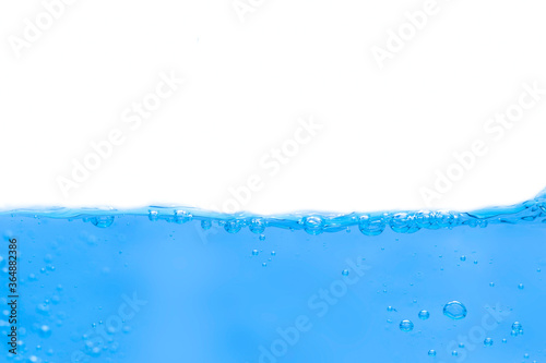 Splashing water bubbles, waves and drops isolated white background.