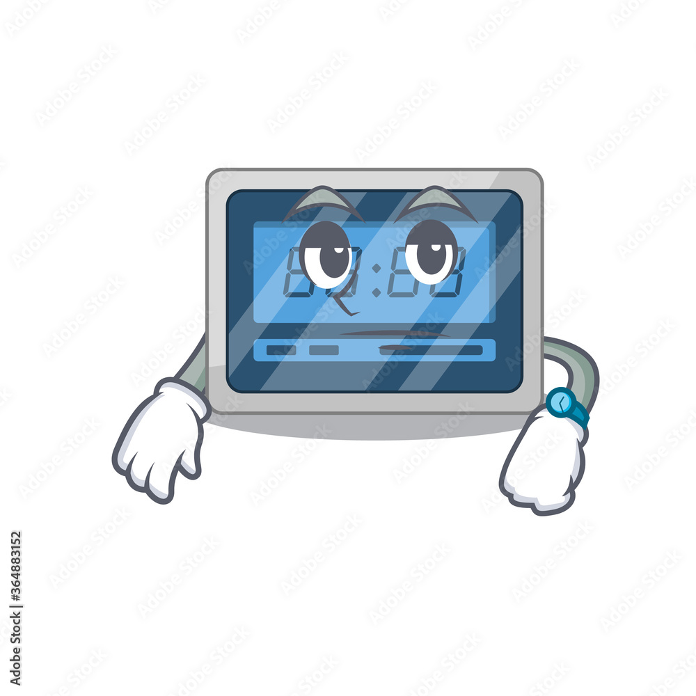 Mascot design style of digital timer with waiting gesture Mascot design style of digital timer with waiting gesture