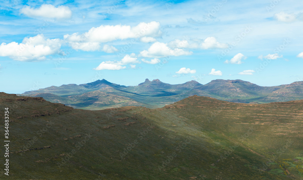 Fototapeta premium Aerial view on the panorama route through the Drakensberg mountains, south africa