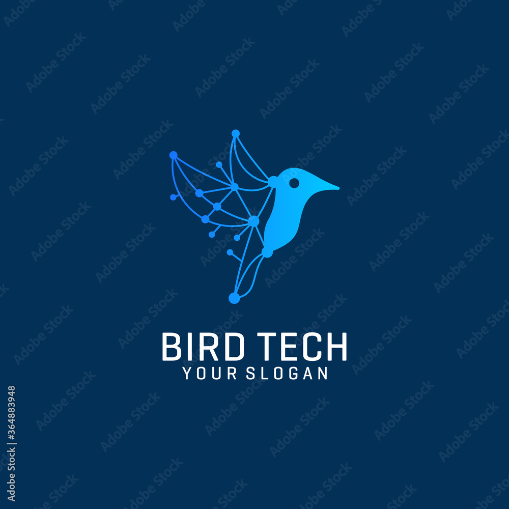 Naklejka premium Bird technology logo gradient color