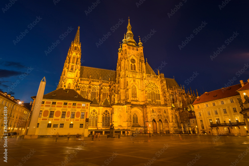 St. Vitus Cathedral in Prague, Czech in the evening
