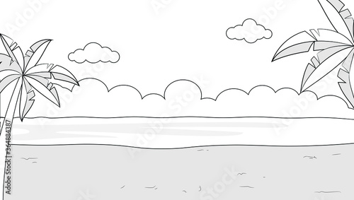 black and white illublack and white illustration of a beach backgroundstration of a beach background
