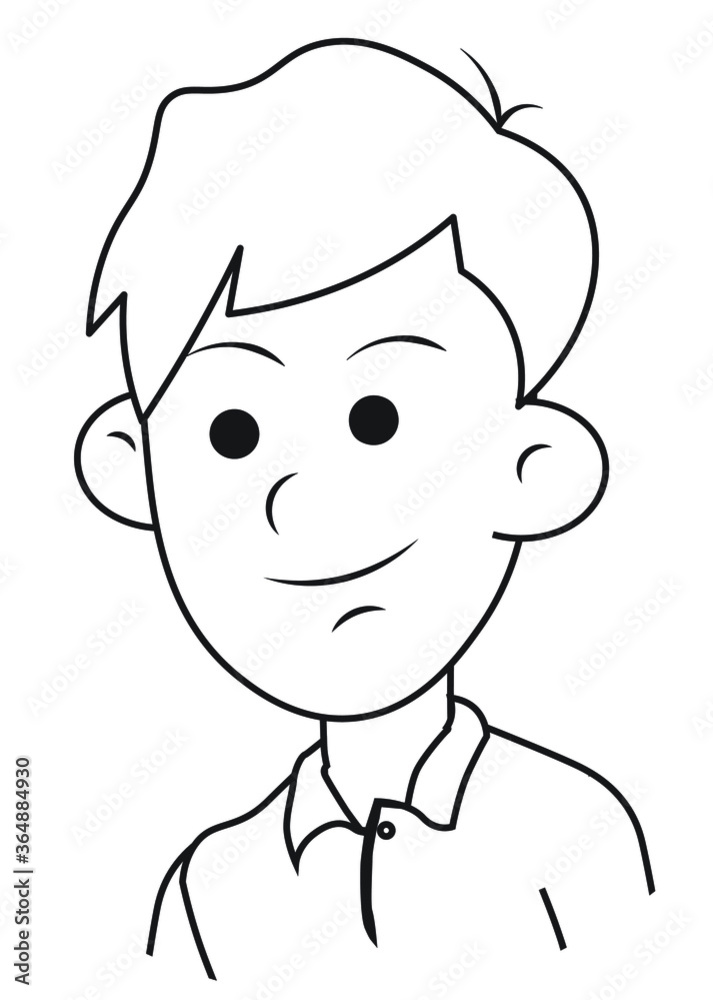 Boy student teenage portrait in black and white hand drawn style Boy student teenage portrait in black and white hand drawn style