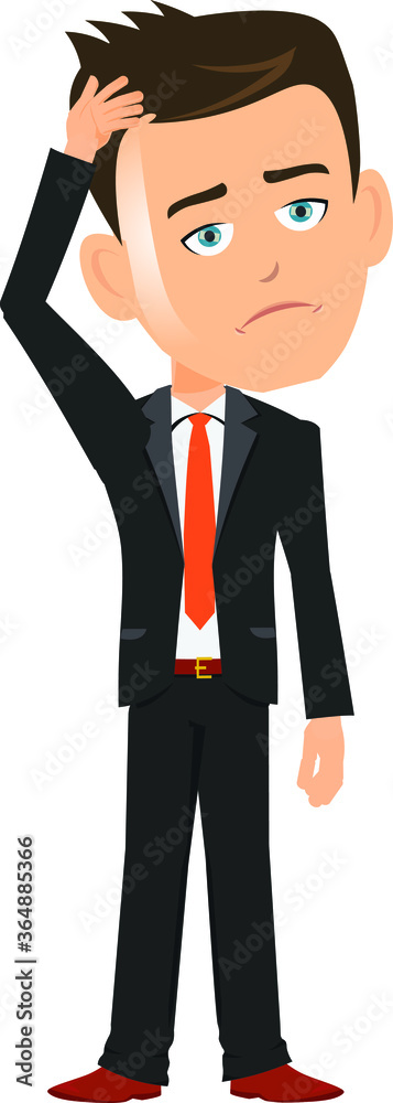 businessman manager employee wearing suit standing thinking worried hand on head disappointed