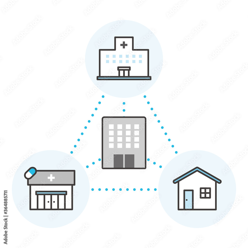 Vettoriale Stock オンライン診療とデータセンター連携のイメージベクターイラスト Adobe Stock