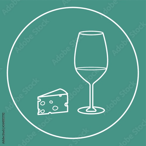 cheese with glass of wine icon