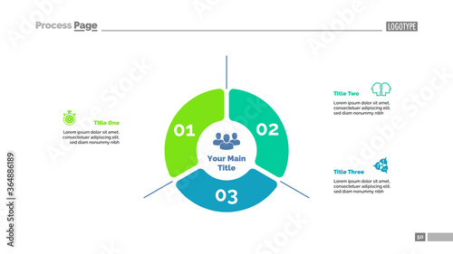 Three options strategy process chart template. Business data. Abstract elements of diagram, graphic. Idea, review, research, management or marketing creative concept for infographic, project.