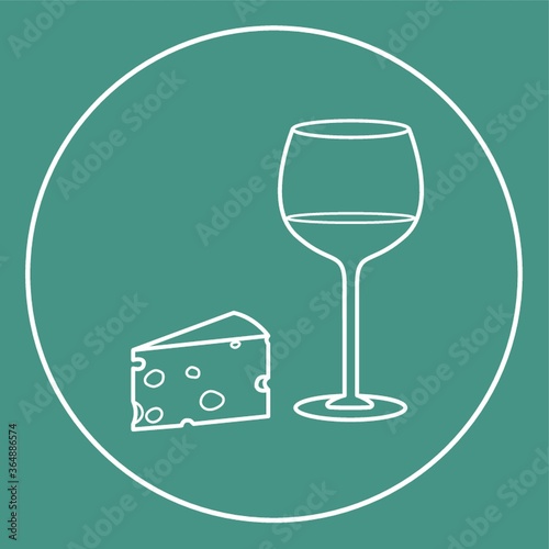 cheese with glass of wine icon
