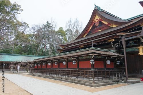 Kitano Tenmangu Shrine in Kyoto, Japan. The shrine was built during 947AD by the emperor of the time in honor of Sugawara no Michizane.