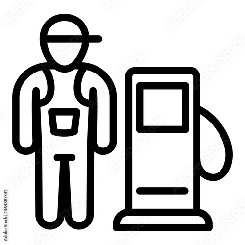 Fuel station worker icon. Outline fuel station worker vector icon for web design isolated on white background