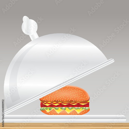 burger in a cloche