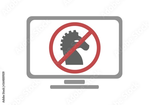 monitor showing no trojan virus sign