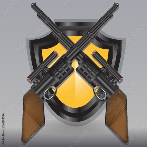 crossed rifles with shield