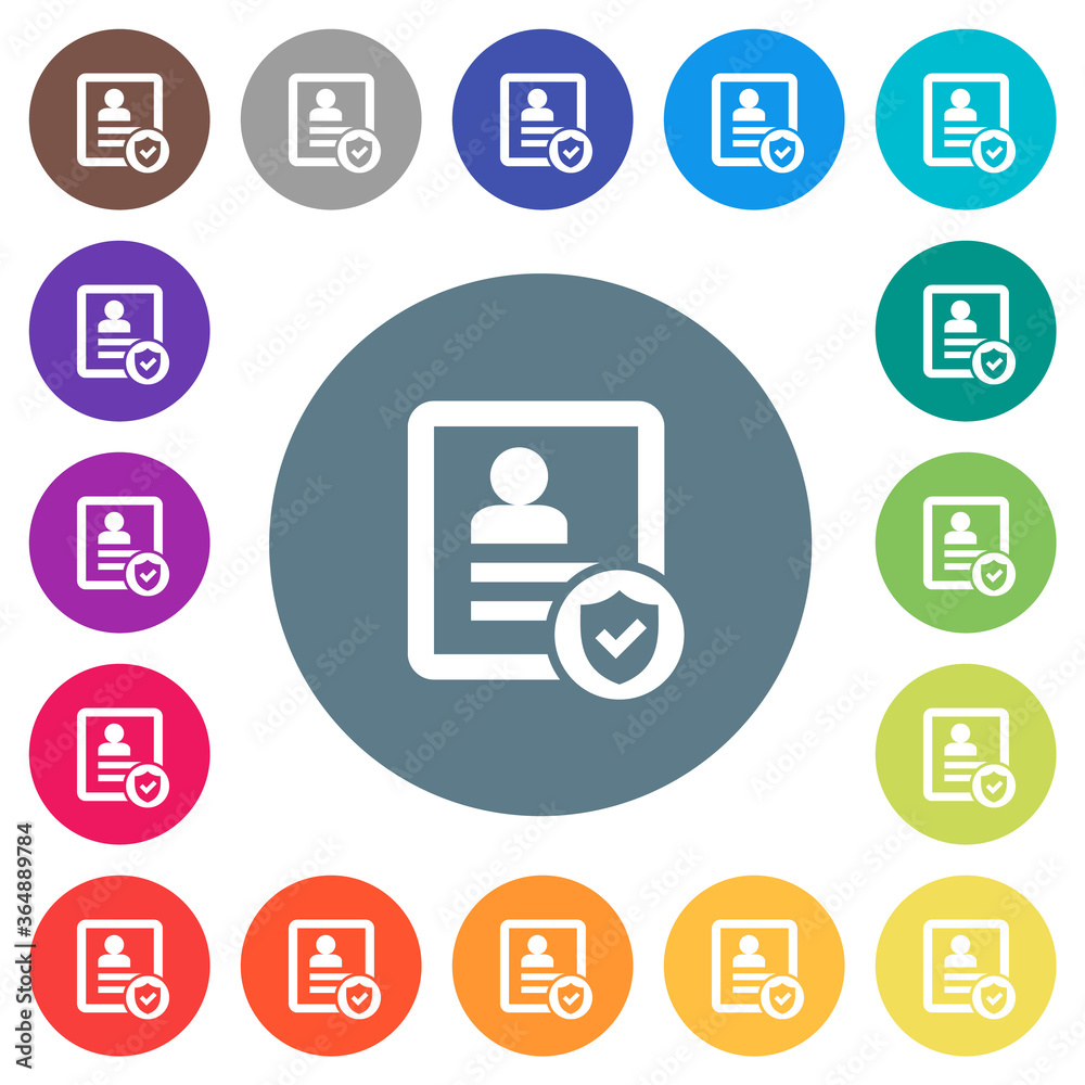 Protected contact flat white icons on round color backgrounds Protected contact flat white icons on round color backgrounds