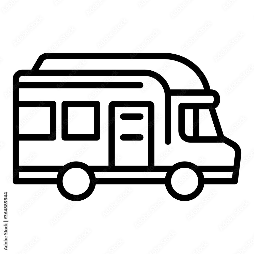 Camp truck icon. Outline camp truck vector icon for web design isolated on white background Camp truck icon. Outline camp truck vector icon for web design isolated on white background