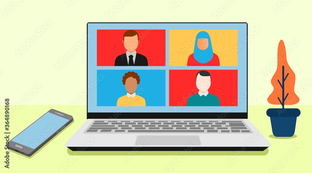 Vector of Video Conference Discussion Meeting Template Design Vector of Video Conference Discussion Meeting Template Design