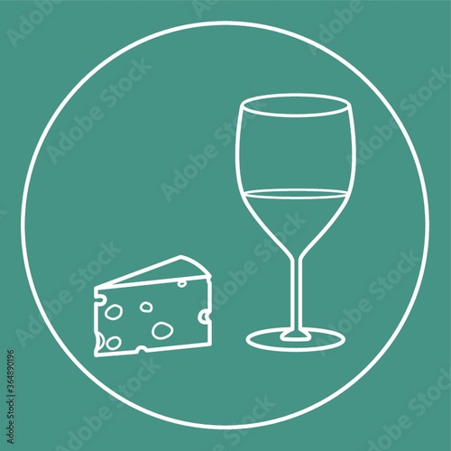 cheese with glass of wine icon
