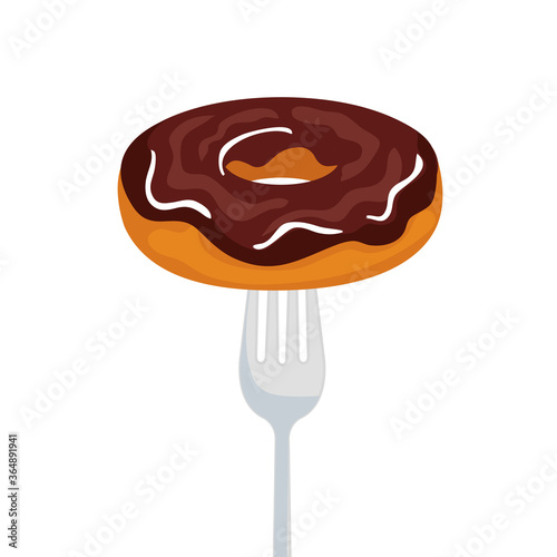Donut on fork design, sweet food and dessert theme Vector illustration