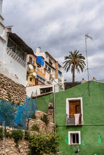 Colorful facades in Villajoyosa waterfront district, Costa Blanca, Spain