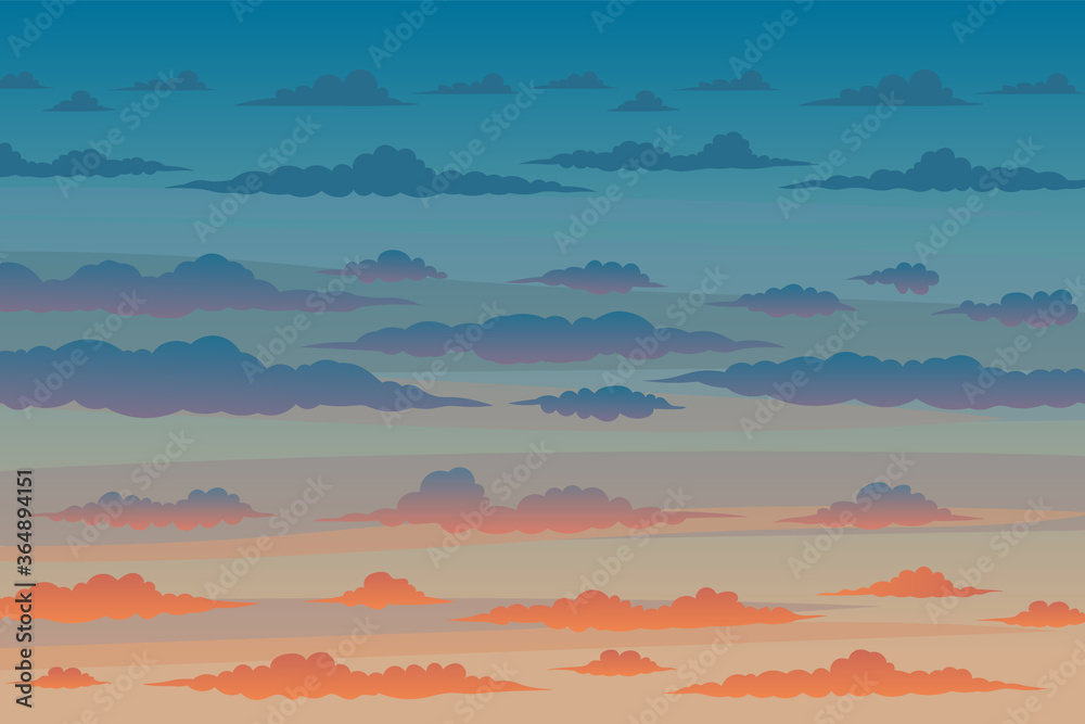 The sky at twilight Full of clouds. Colorful Vector Background Image