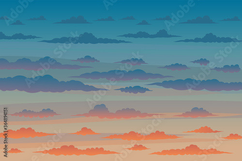 The sky at twilight Full of clouds. Colorful Vector Background Image